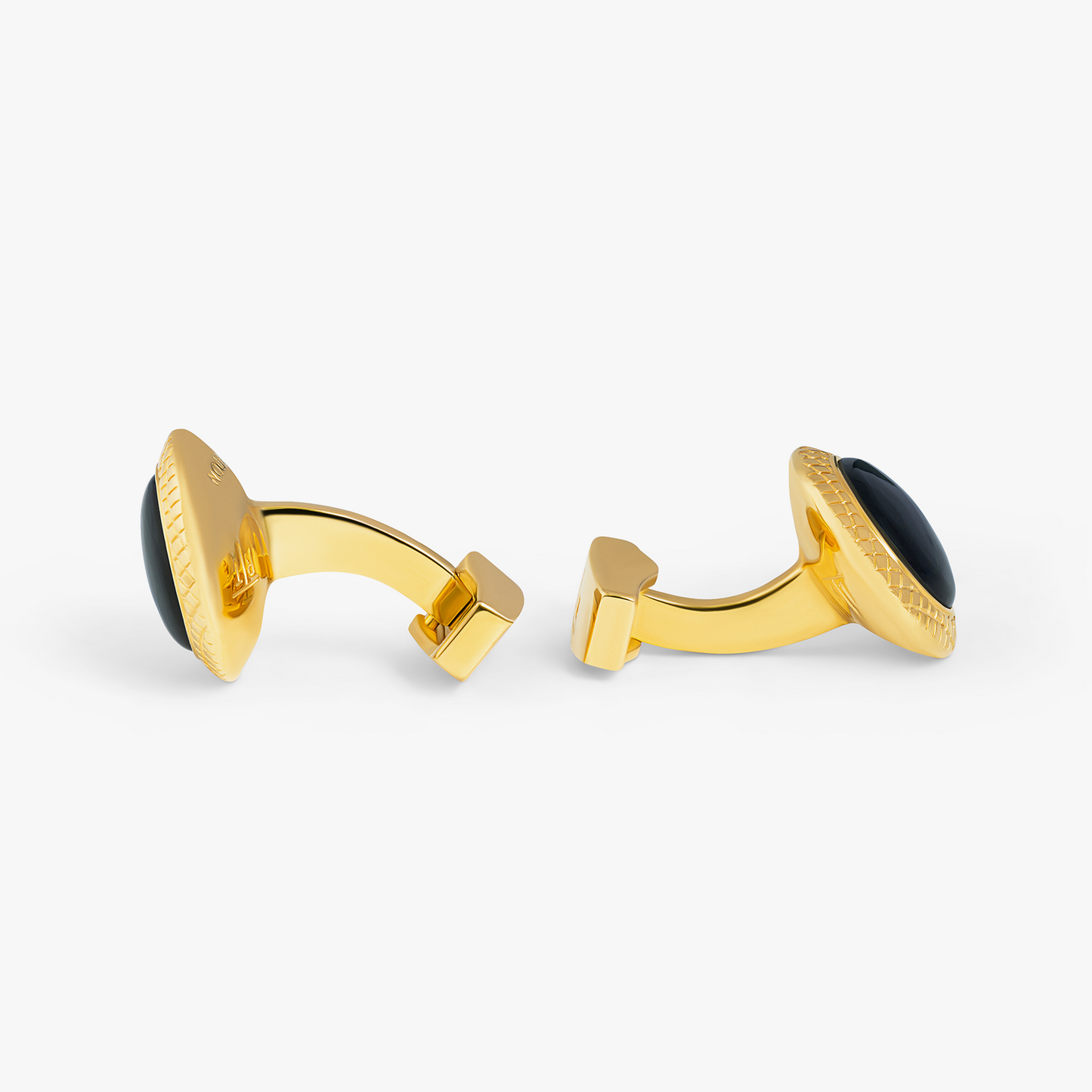 Yellow plated Bullseye cufflinks with onyx