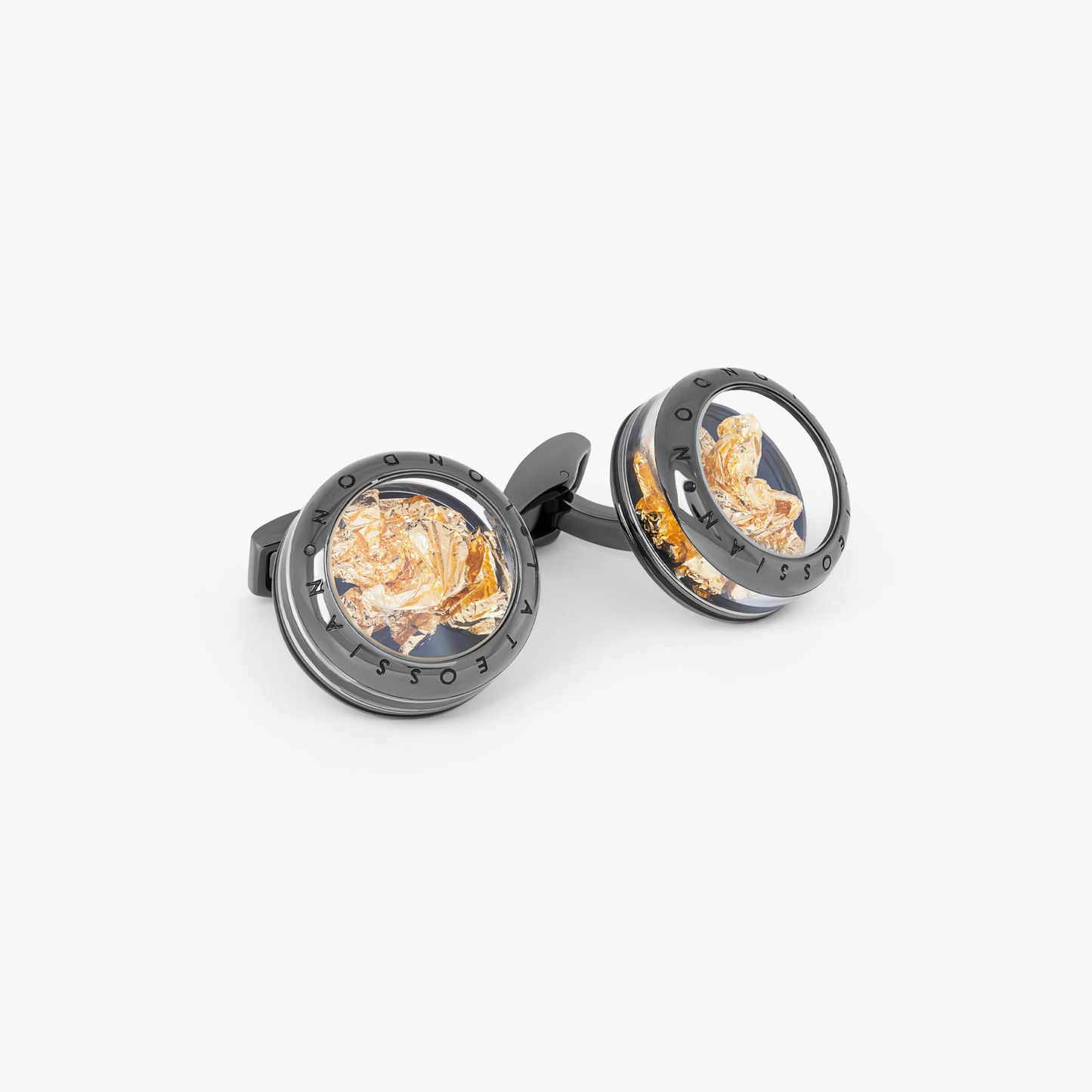 Panorama Precious Gold Leaf cufflinks in gunmetal finish