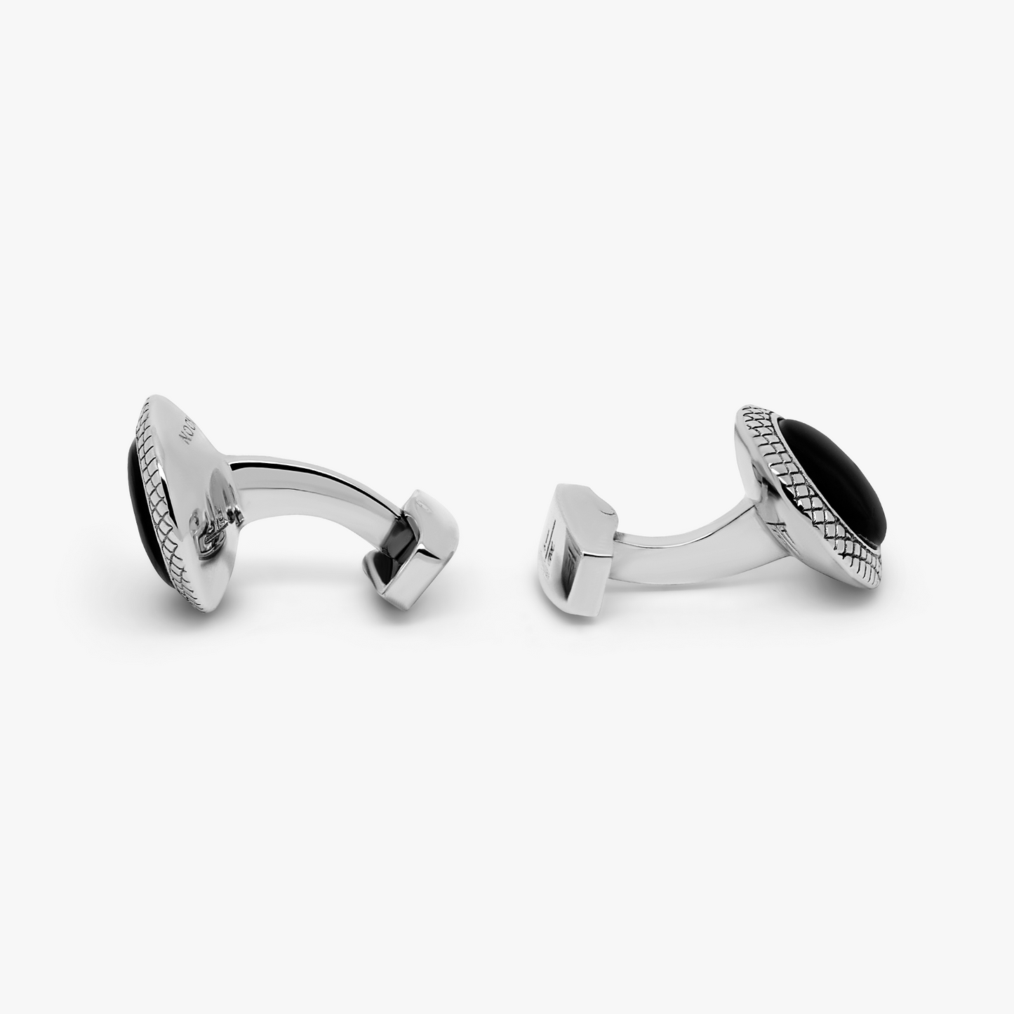 Onyx Bullseye cufflinks Palladium Plated