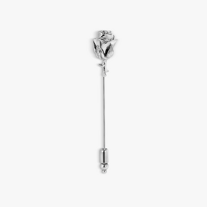 Rose Flower Pin in Palladium Plated